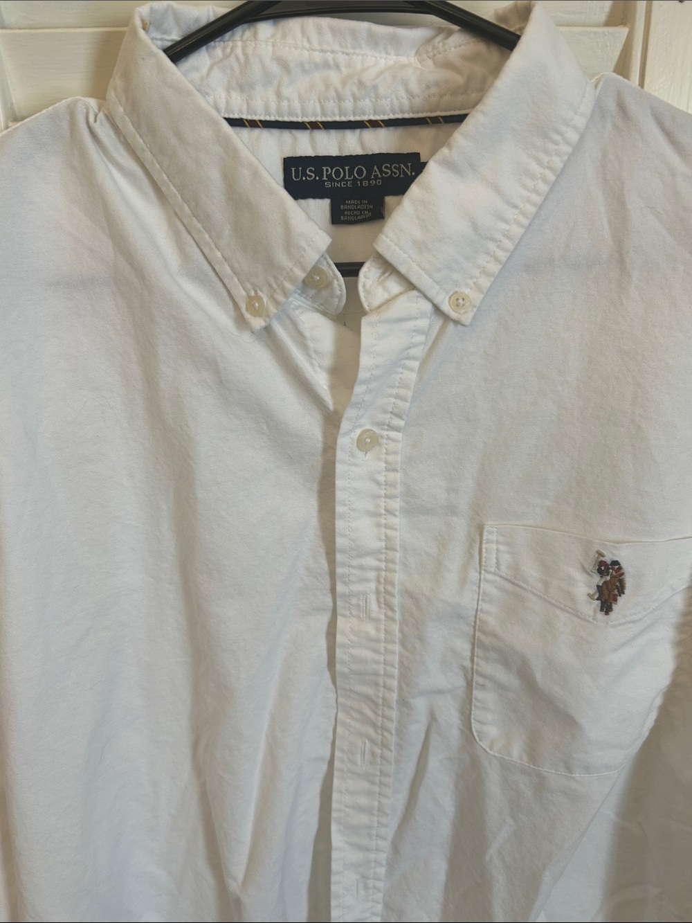 U.S. Polo Assn. Men’s White Button-Down Pocket Shirt with Embroidered Logo